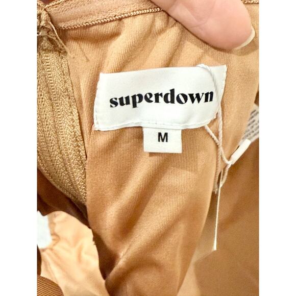 superdown Savannah Strapless Ruched Mesh Cropped Corset Top Nude Women's Size M - Picture 4 of 5